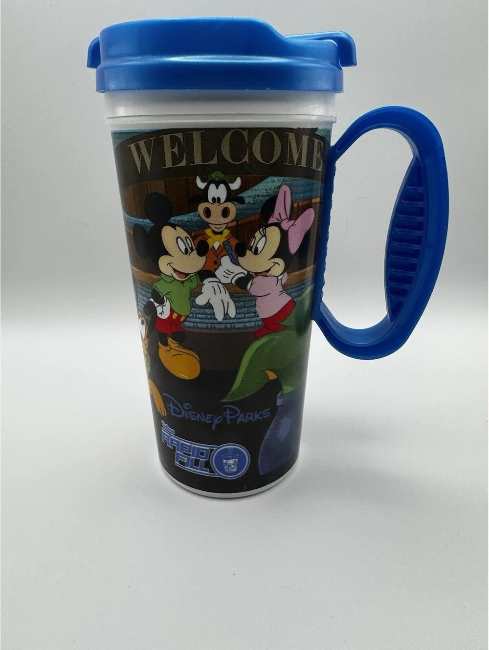 Disney Walt Disney World 16 fl oz Travel Mug w/ Lid & Handle, Blue, Multi